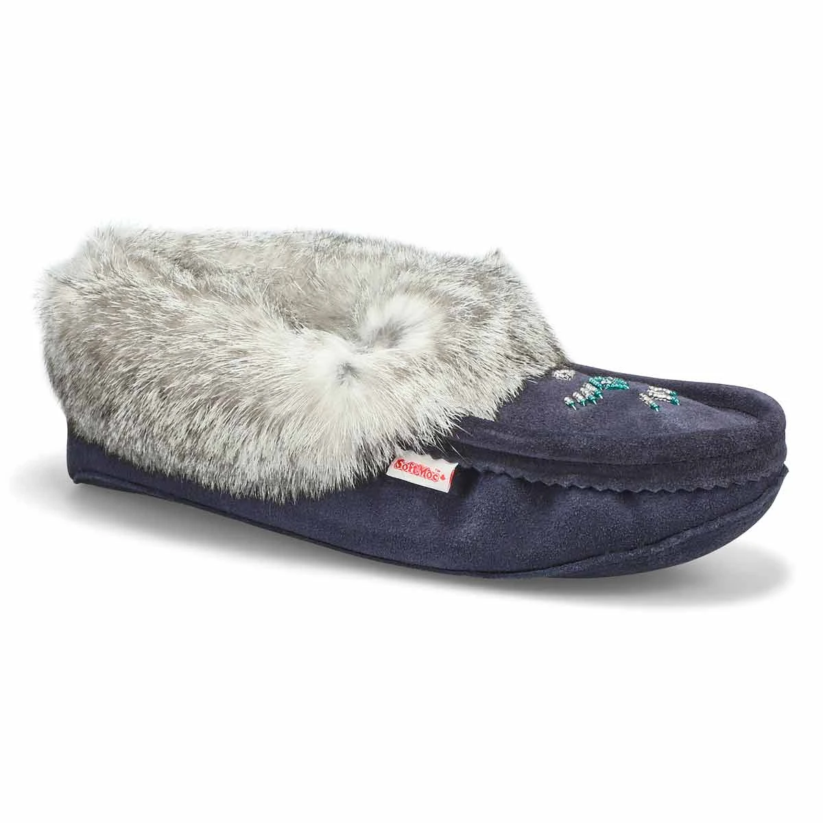 SoftMoc Women's 653L Rabbit Fur Moccasin - Bl - Image 2